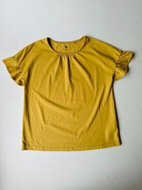 Yellow Uniqlo Girls Shirt with Flared Sleeves